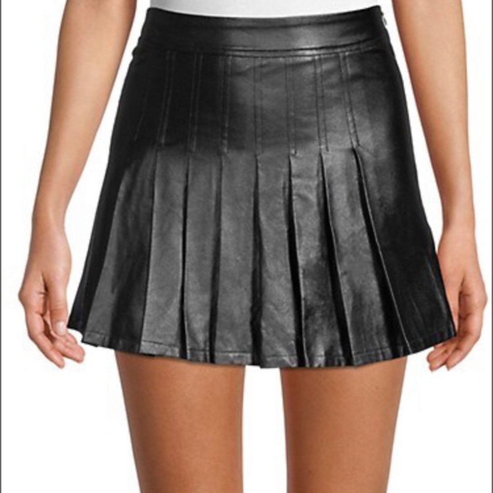 70/21 Faux Leather A-Line Pleated Skirt NWT